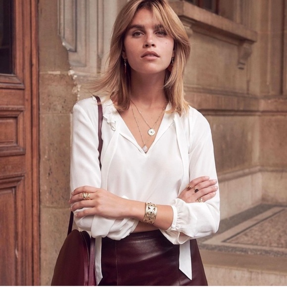 Sezane Mathilda Blouse in Ecru White Size 34 - Picture 4 of 9